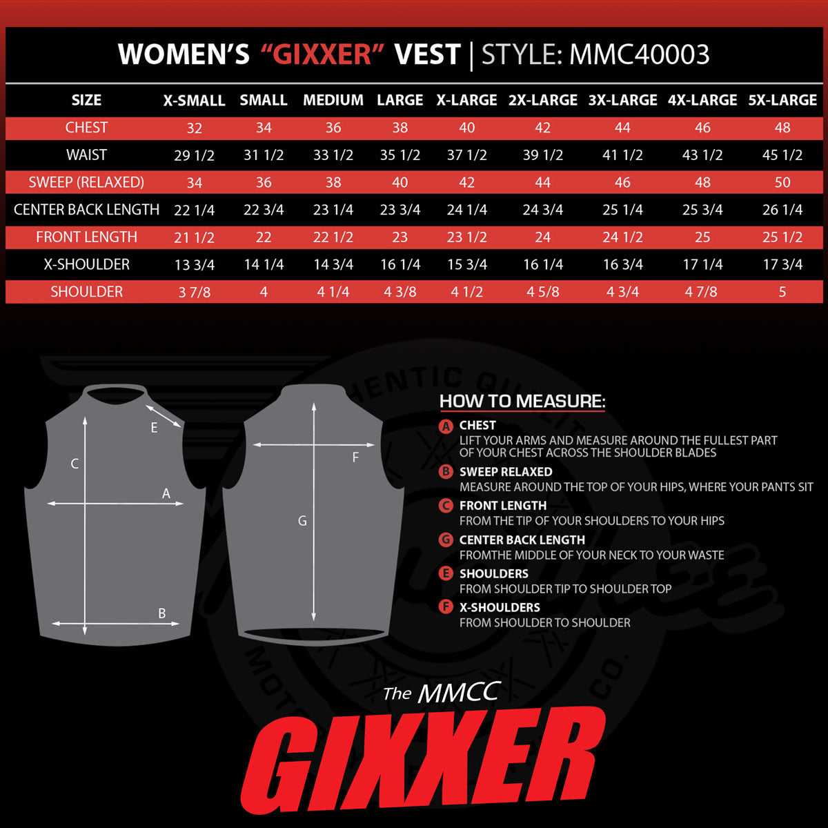 MMCC Women's Gixxer Black Leather Motorcycle Vest - MMC40003 - image 3