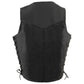 Milwaukee Leather SH1315Tall Men's Classic Black Leather V-Neck Side Lace Motorcycle Rider Vest w/ Snap Closure