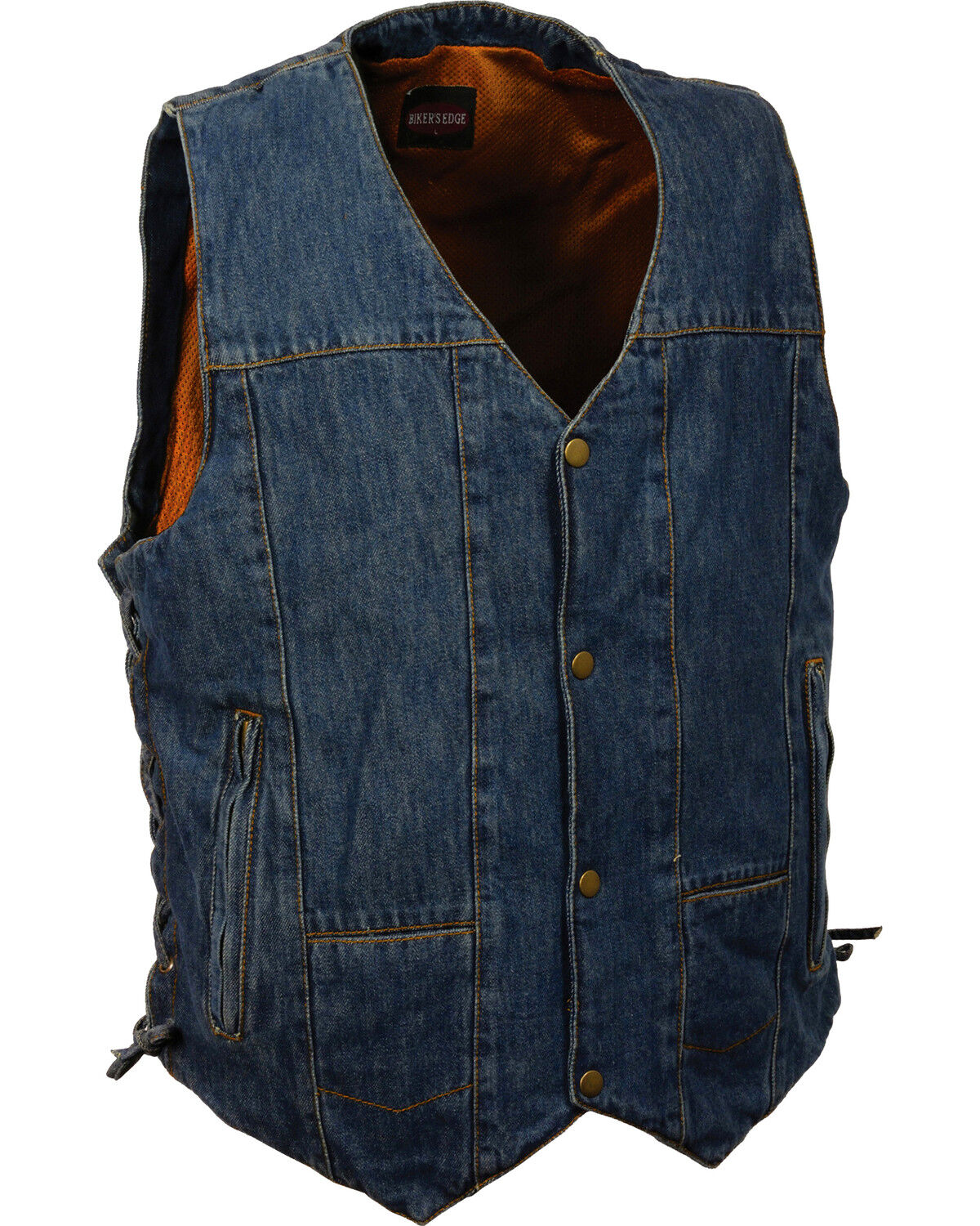 Men's Side Lace Denim Vest w/ Chest Pockets