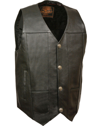 LKM3700 Men plain gun Vest single panel back leather motorcycle style