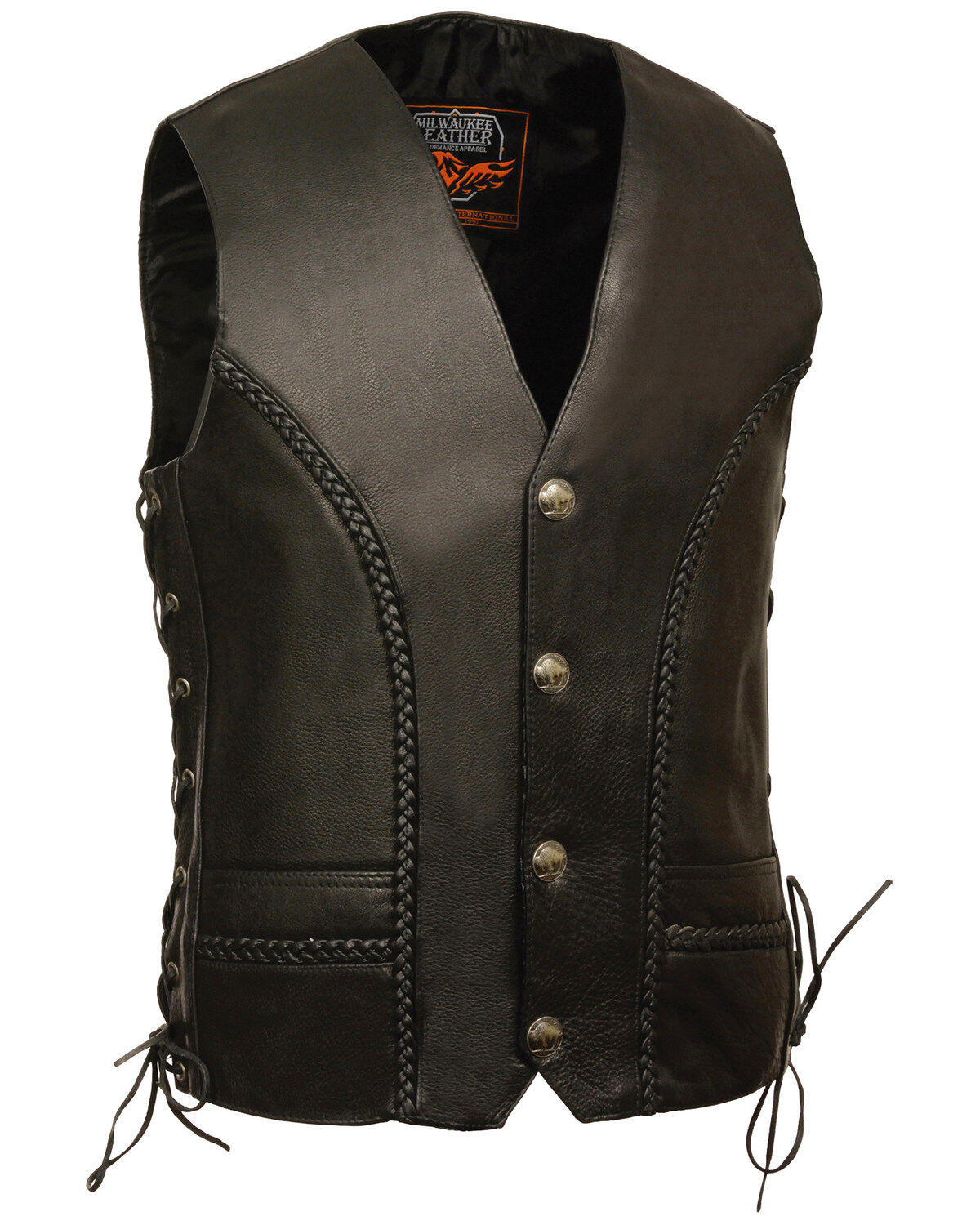 Men's Braided Side Lace Vest w/ Buffalo Snaps
