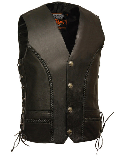 Men's Braided Side Lace Vest w/ Buffalo Snaps