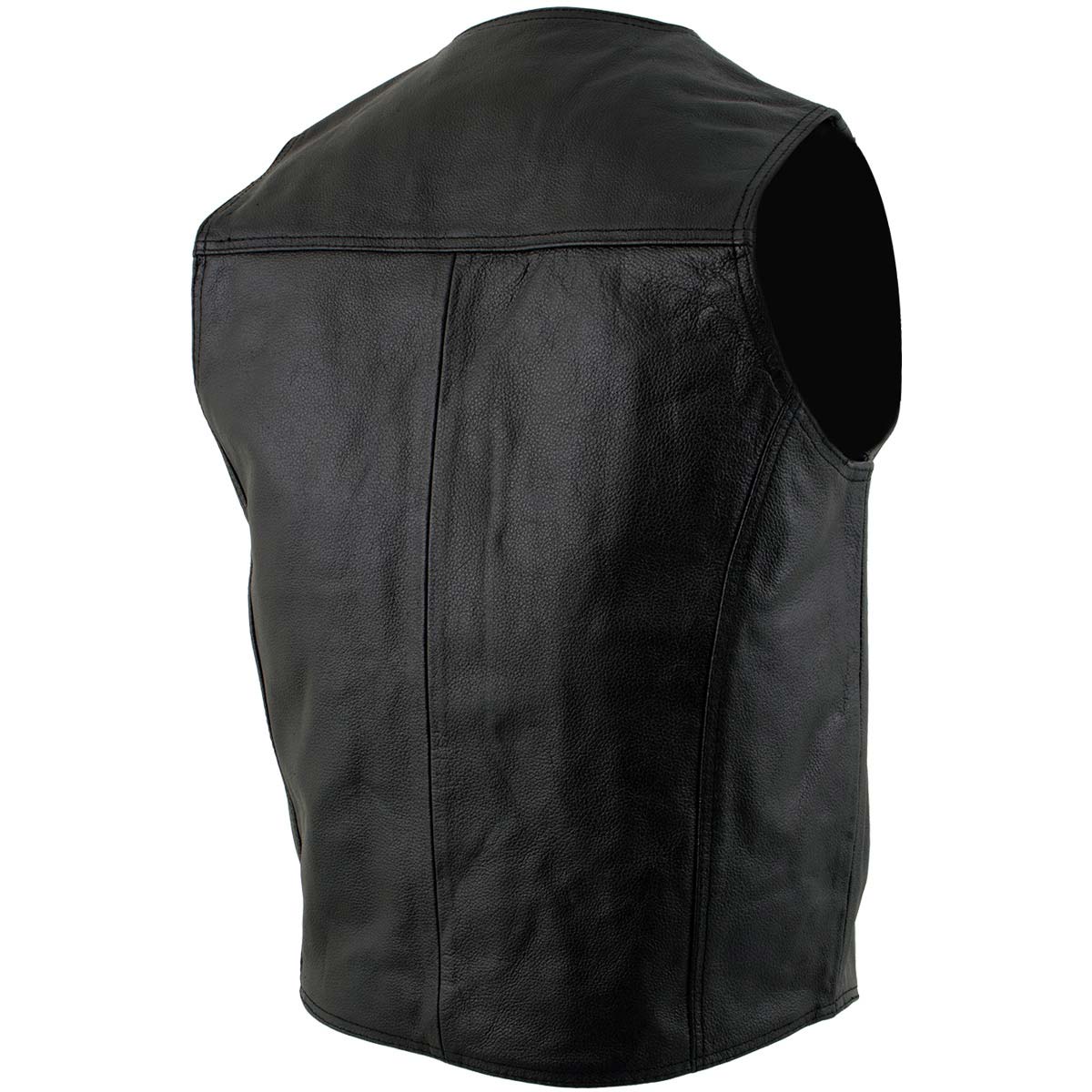 USA Leather 201 Men's Black 'Classy' Leather Motorcycle Rider Vest with Snap Button Closure — image 8