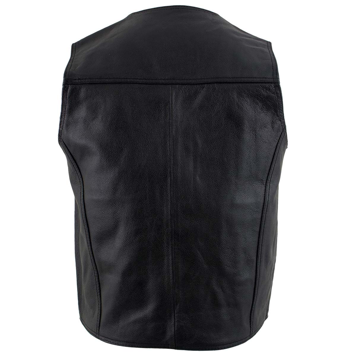 USA Leather 201 Men's Black 'Classy' Leather Motorcycle Rider Vest with Snap Button Closure — image 5