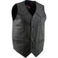 USA Leather 201 Men's Black 'Classy' Leather Motorcycle Rider Vest with Snap Button Closure — image 6