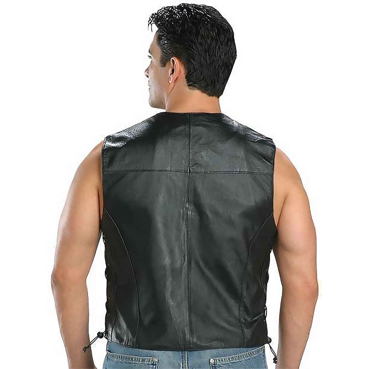 USA Leather 201L Men's Black Classic Leather Side Lace Vest — image 3