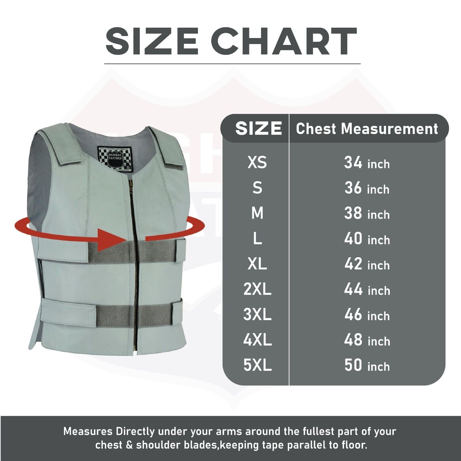 Gray bulletproof leather vest - SKU#14945Gray36 - HighwayLeather