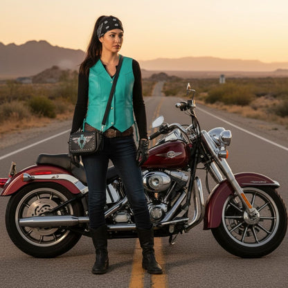 Ladies Teal Elegance Duo – Ladies Vest & Matching Bag Set