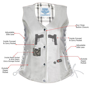 Milwaukee Leather LKL4710 Women's Black Premium Leather Motorcycle Biker Rider Vest w/ Snap Button Closure - image 2