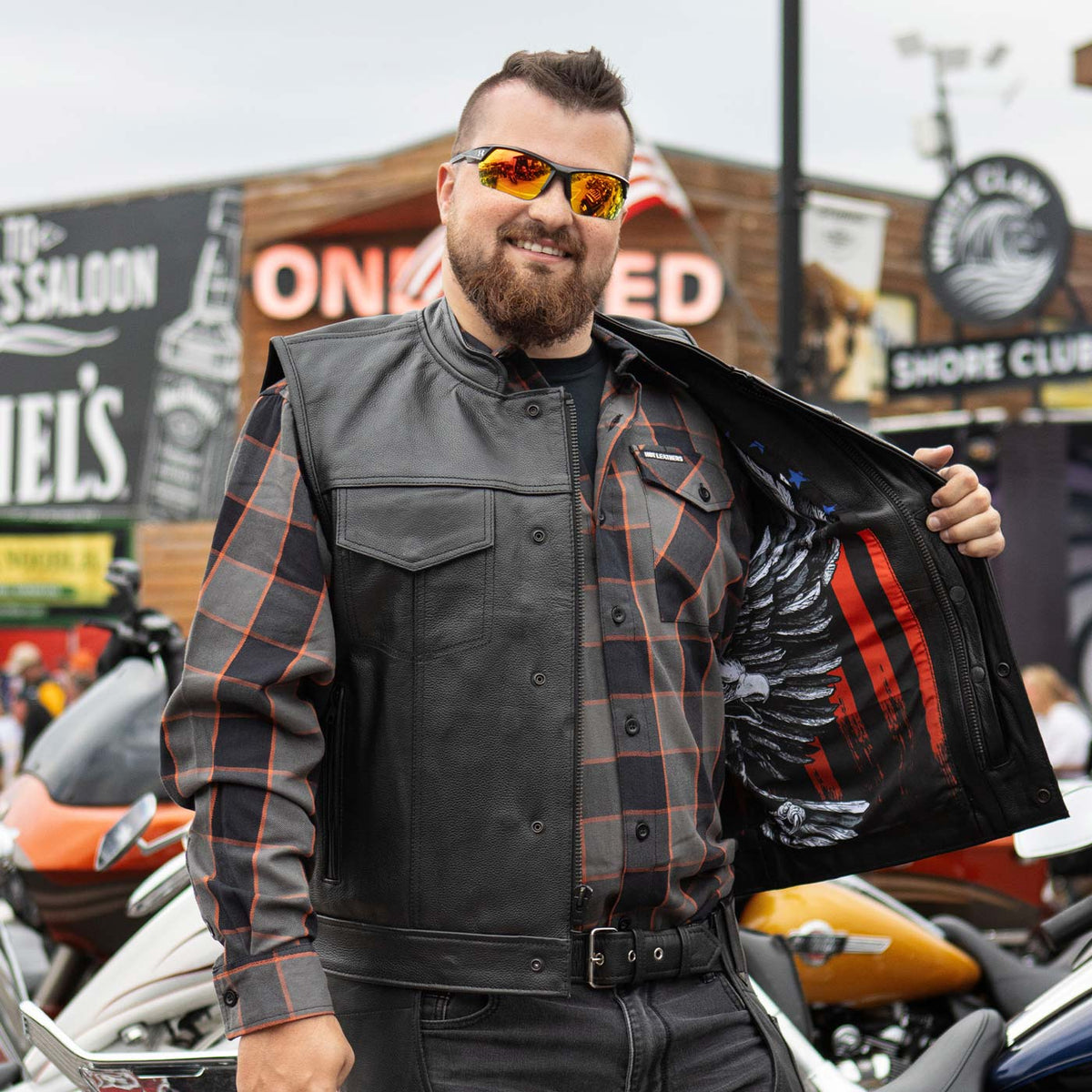Hot Leathers VSM1052 Men's Black Patriotic Conceal and Carry Leather Vest — image 6