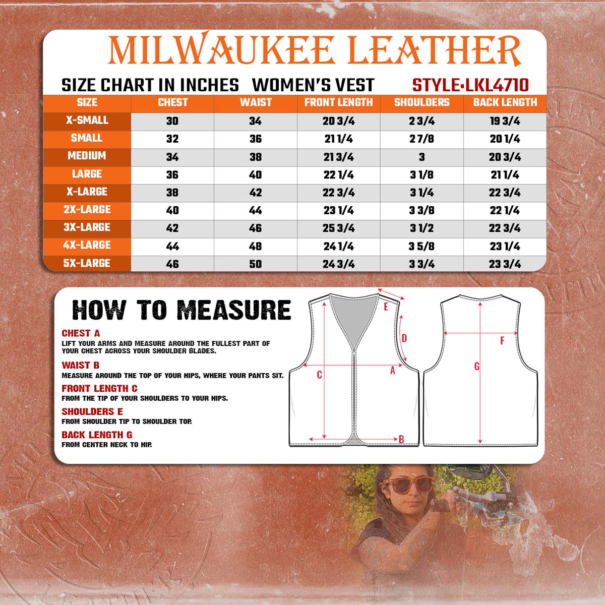 Milwaukee Leather LKL4710 Women's Black Premium Leather Motorcycle Biker Rider Vest w/ Snap Button Closure - image 3