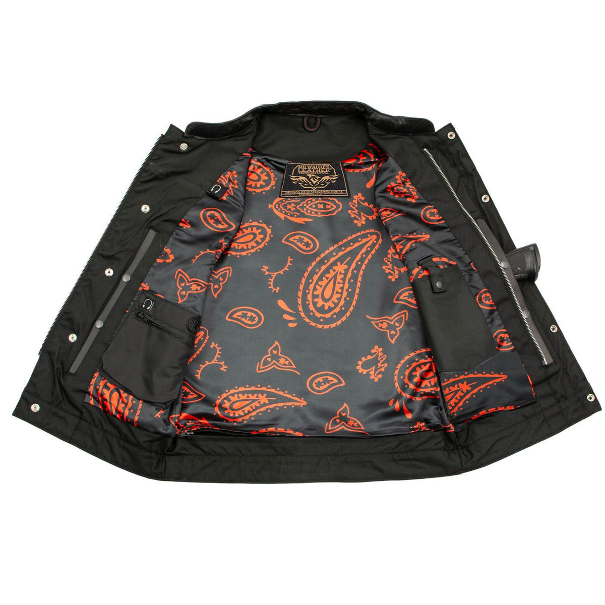 Milwaukee Leather Men's Redline Ledger Club‑Style Motorcycle Premium Leather Vest w/ Red Stitching LKM3788 — image 5