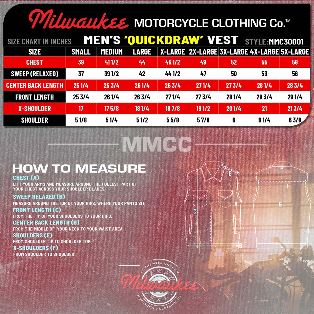 MMCC Men's Quick Draw Black Leather Motorcycle Vest - MMC30001 — image 3