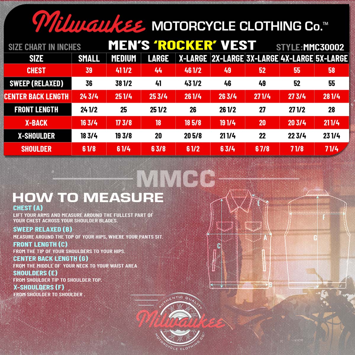 MMCC Men's Rocker Black Leather Motorcycle Vest - MMC30002 — image 3