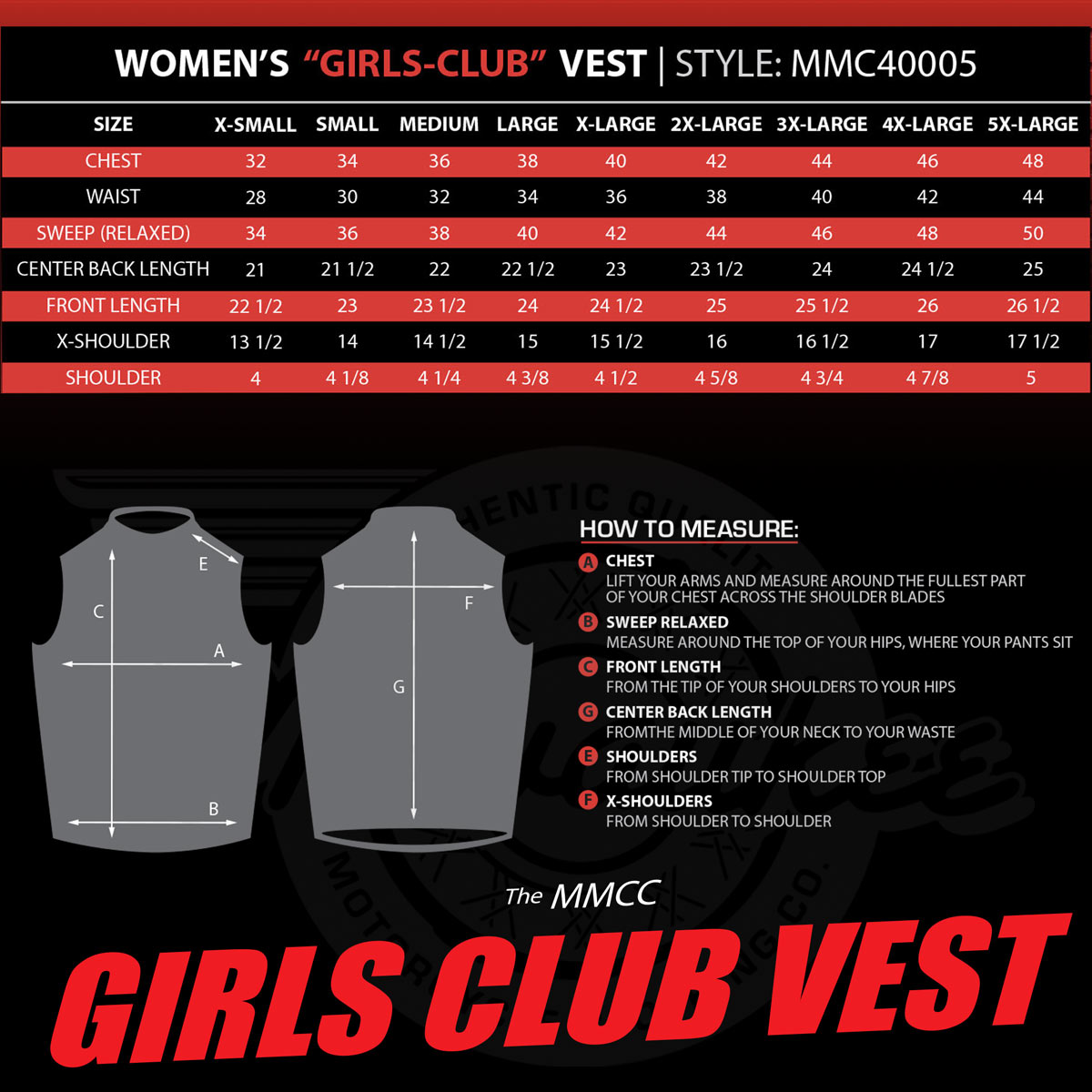 MMCC Women's Girls Club Black Leather Motorcycle Vest - MMC40005 - image 3