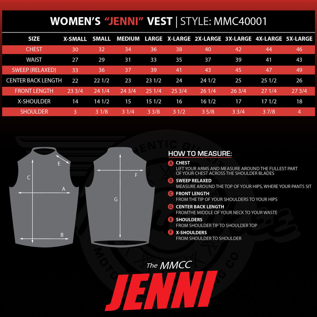 MMCC Women's Jenni Black Leather Motorcycle Vest - MMC40001 - image 3
