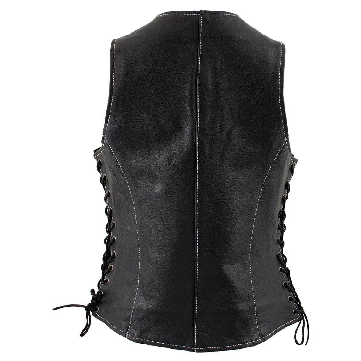 Milwaukee Leather LKL4711 Women's Black Premium Leather Motorcycle Vest with Side Lace Adjustment - image 8