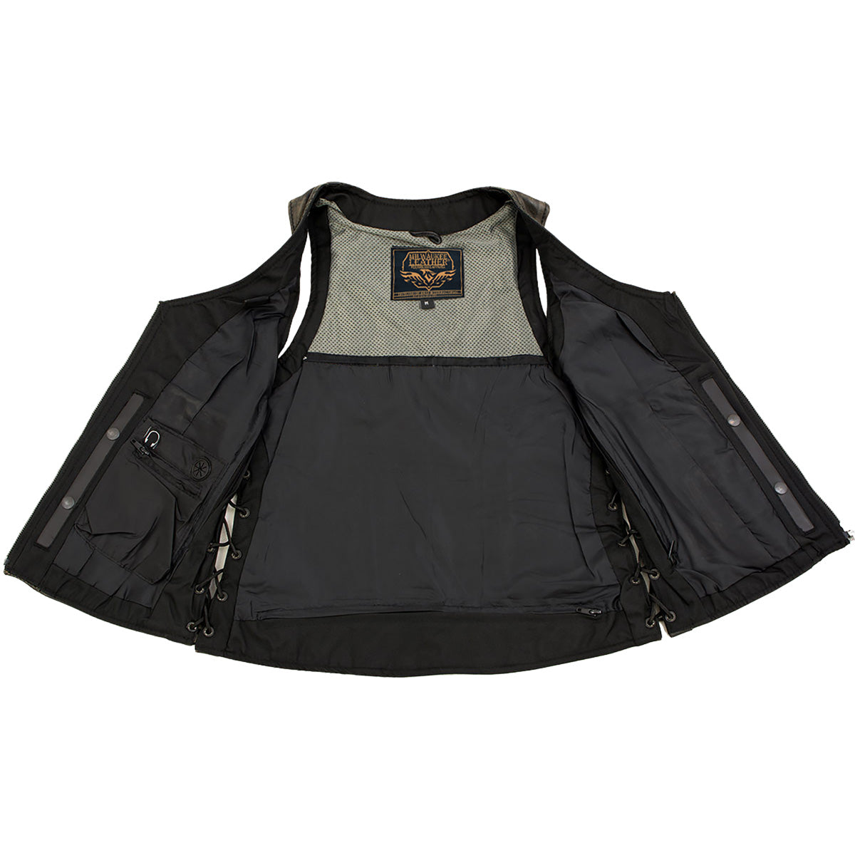 Milwaukee Leather Women's Bella Distressed Brown Leather Motorcycle Vest with Side Laces - LKL4719 - image 9