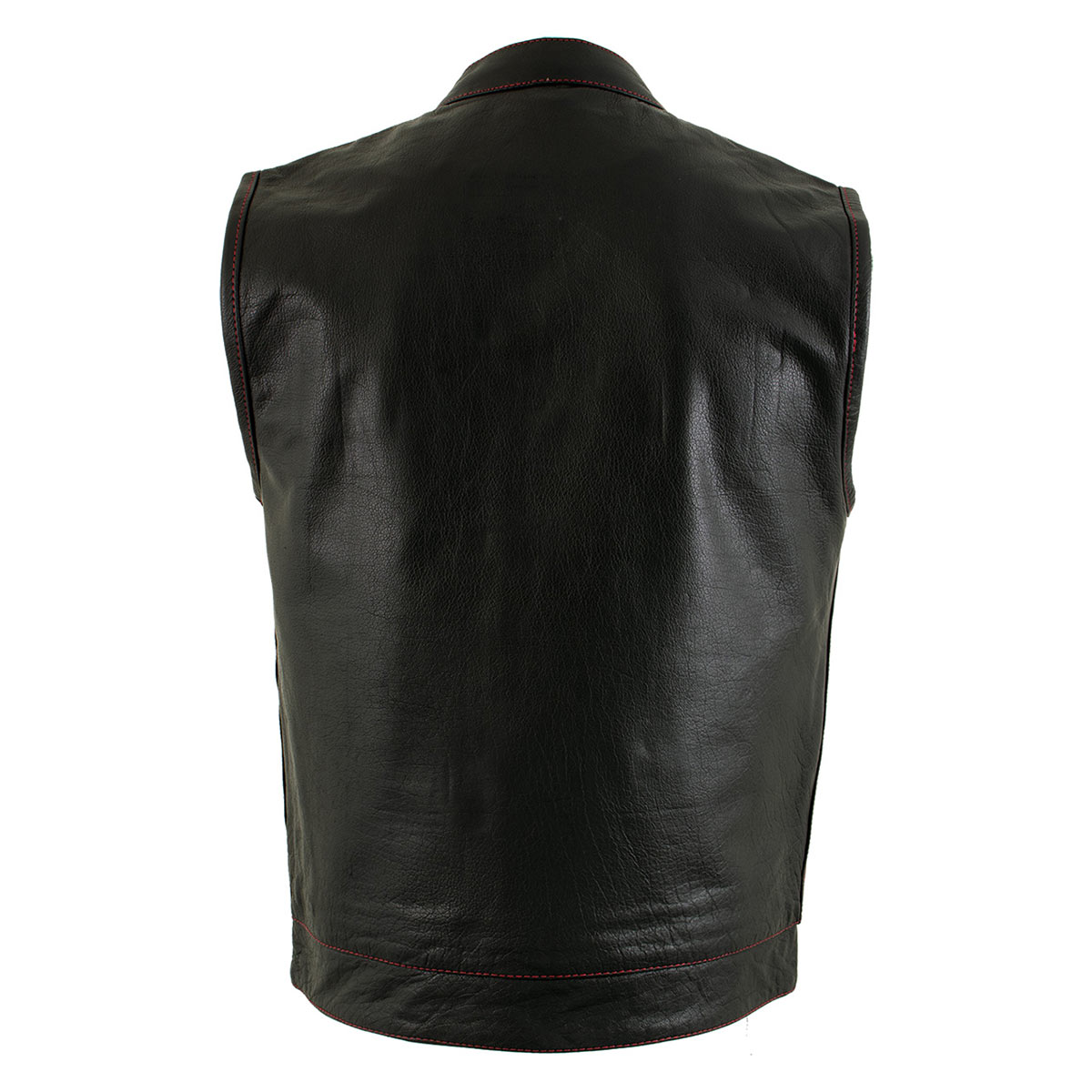 Milwaukee Leather LKM3780 Men's Black Premium Leather Motorcycle Rider Vest w/ Red Stitching and USA Inside Flag Lining — image 8