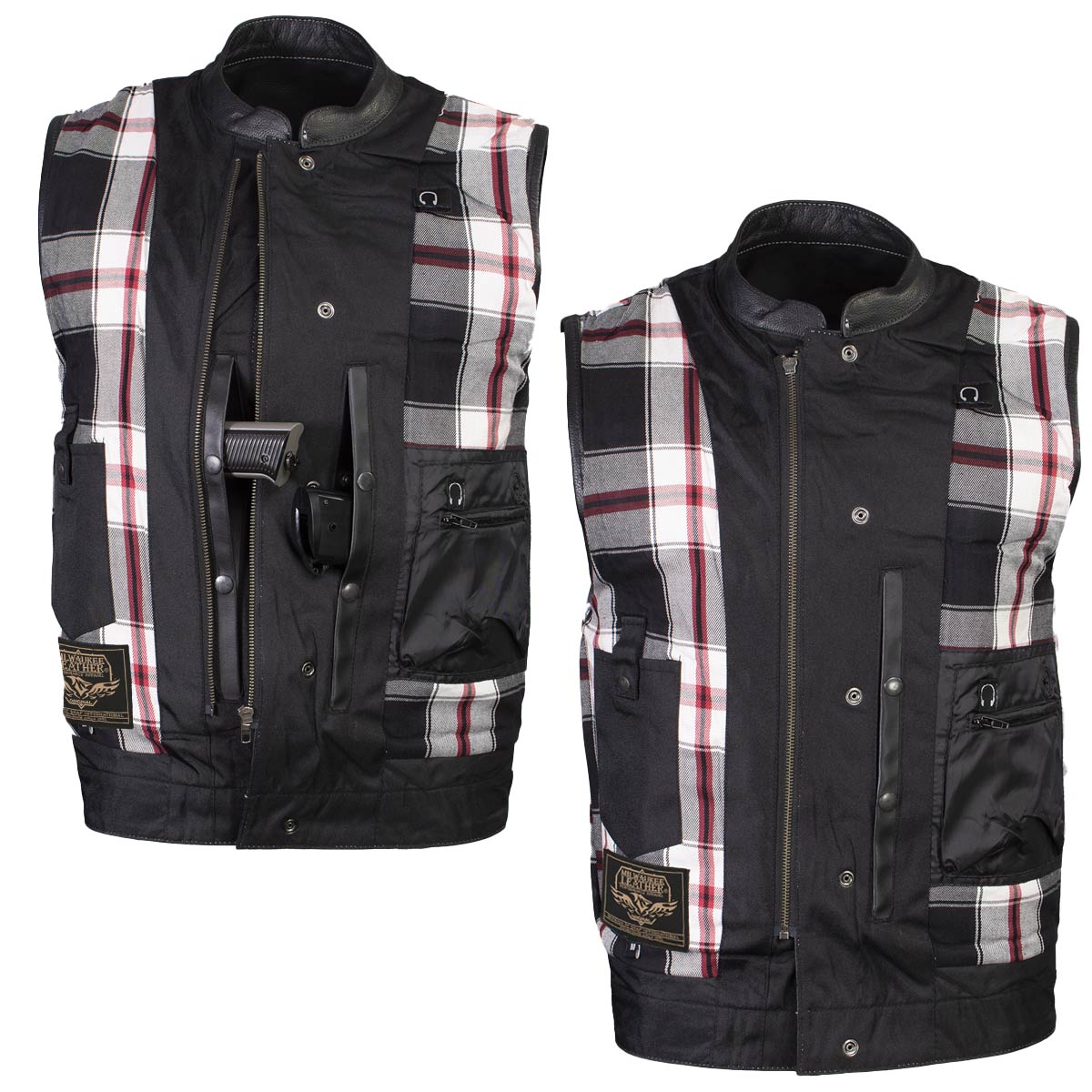 Milwaukee Leather LKM3783 Men's Classic Black Leather Motorcycle Vest with Inside Flannel Liner — image 6