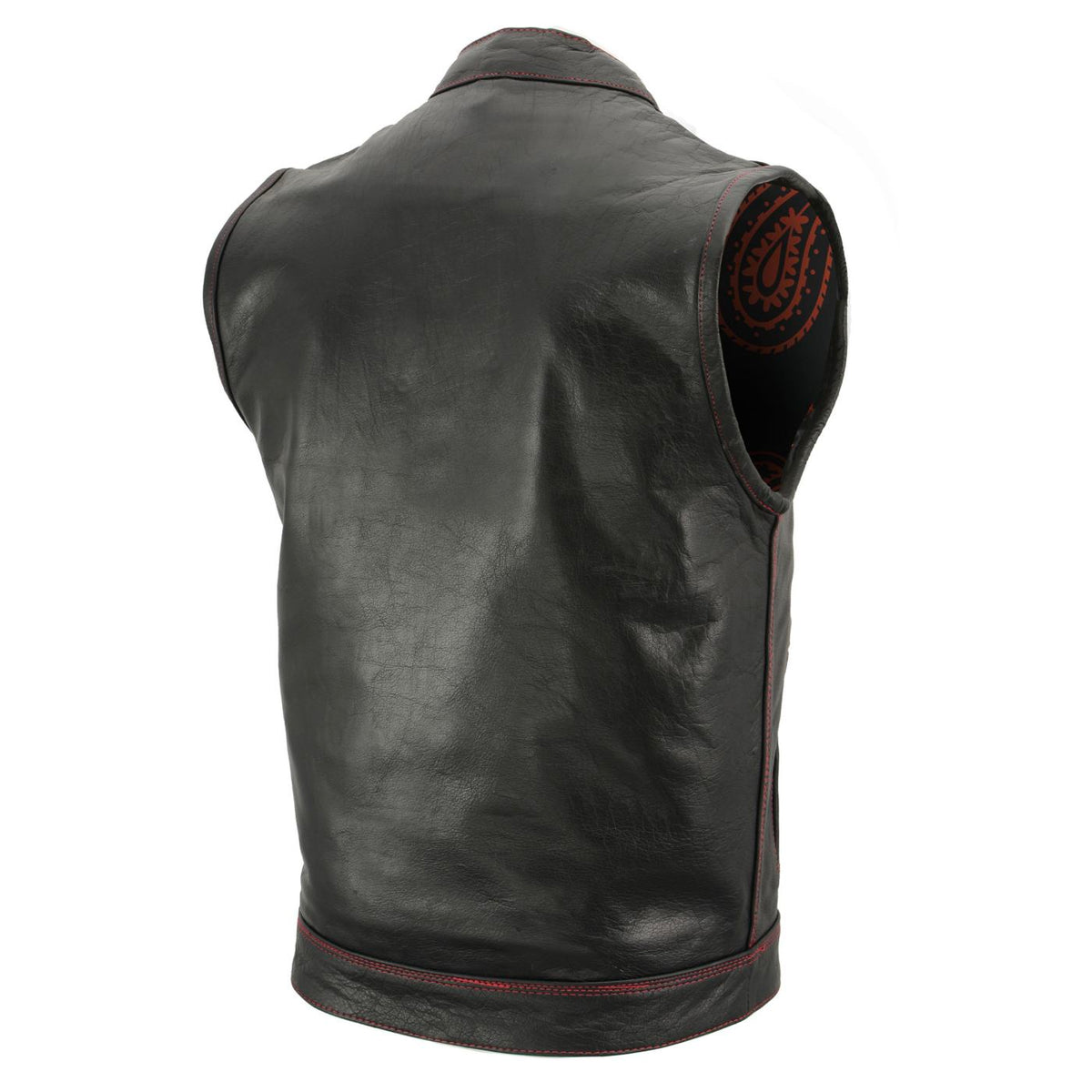 Milwaukee Leather Men's Redline Ledger Club‑Style Motorcycle Premium Leather Vest w/ Red Stitching LKM3788 — image 8