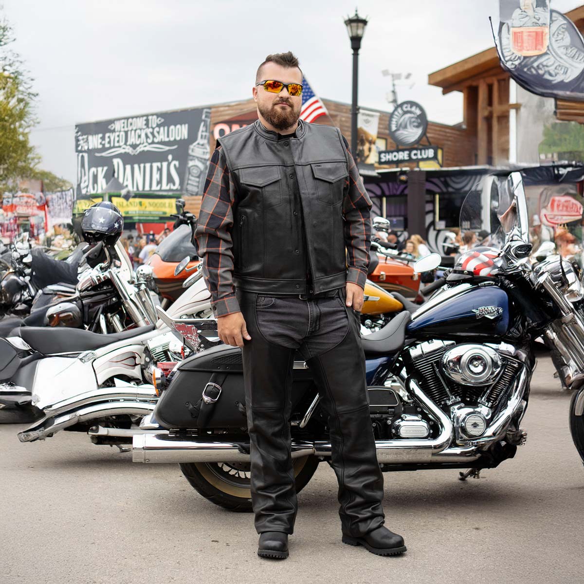 Hot Leathers VSM1052 Men's Black Patriotic Conceal and Carry Leather Vest — image 9