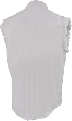 Men's White Lightweight Sleeveless Denim Shirt