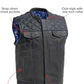 BLUE HL11693SPTBLUE  Black Men Cross Stitch Club Leather Vest