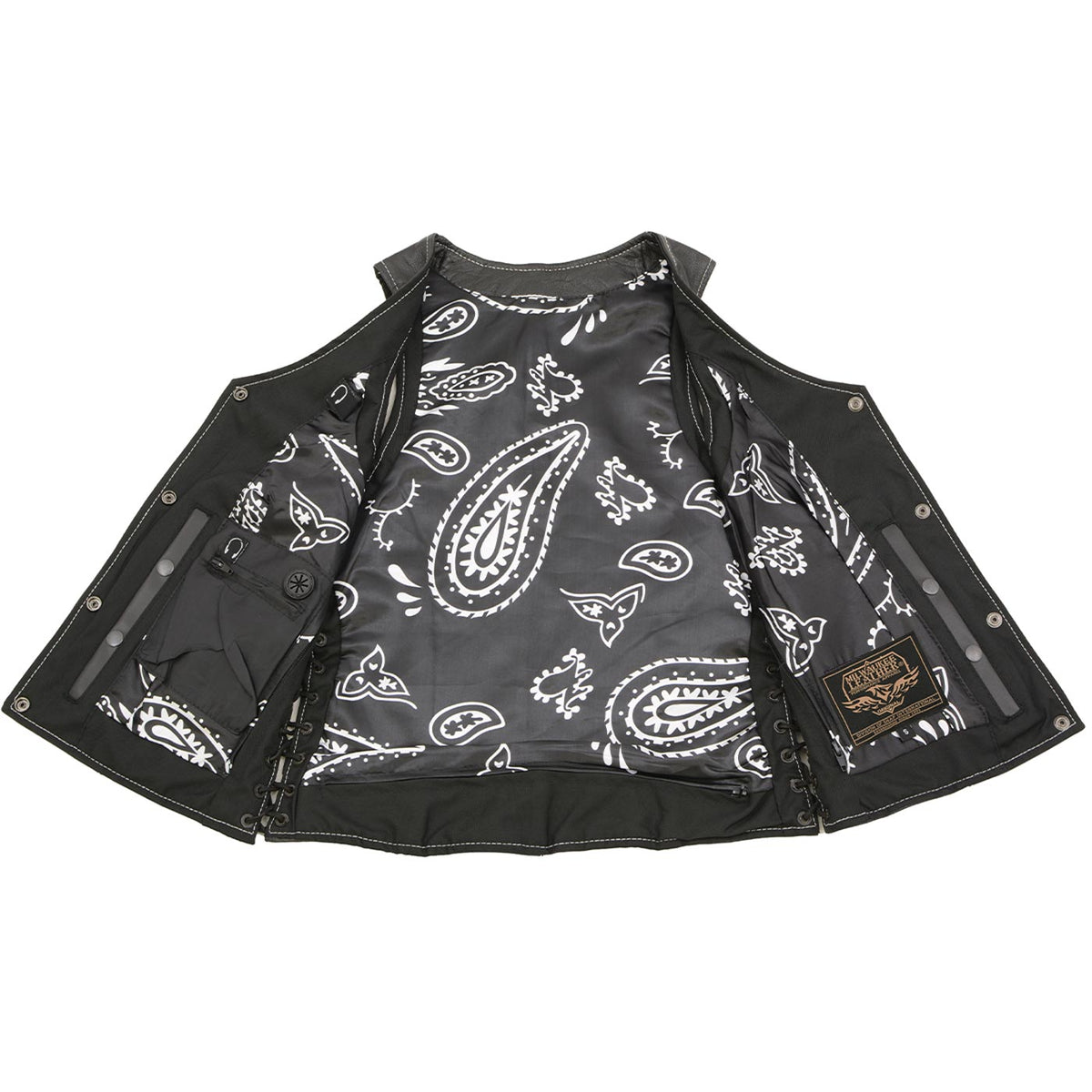 Milwaukee Leather LKL4711 Women's Black Premium Leather Motorcycle Vest with Side Lace Adjustment - image 5