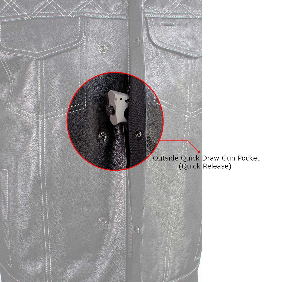 Milwaukee Leather LKM3784 Men's Classic Black Leather Motorcycle Rider Vest Stars and Stripes Design w/ USA Flag Liner — image 5