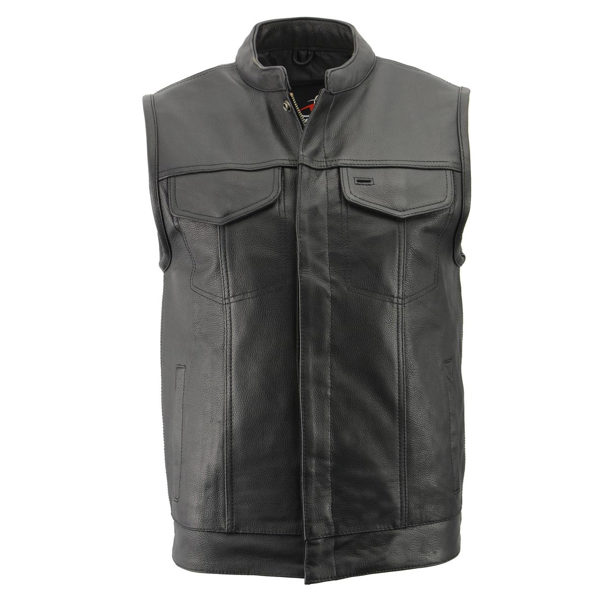 Men’s Premium Cowhide Leather Club Style Motorcycle Biker Riding Vest BZ6410 — image 5