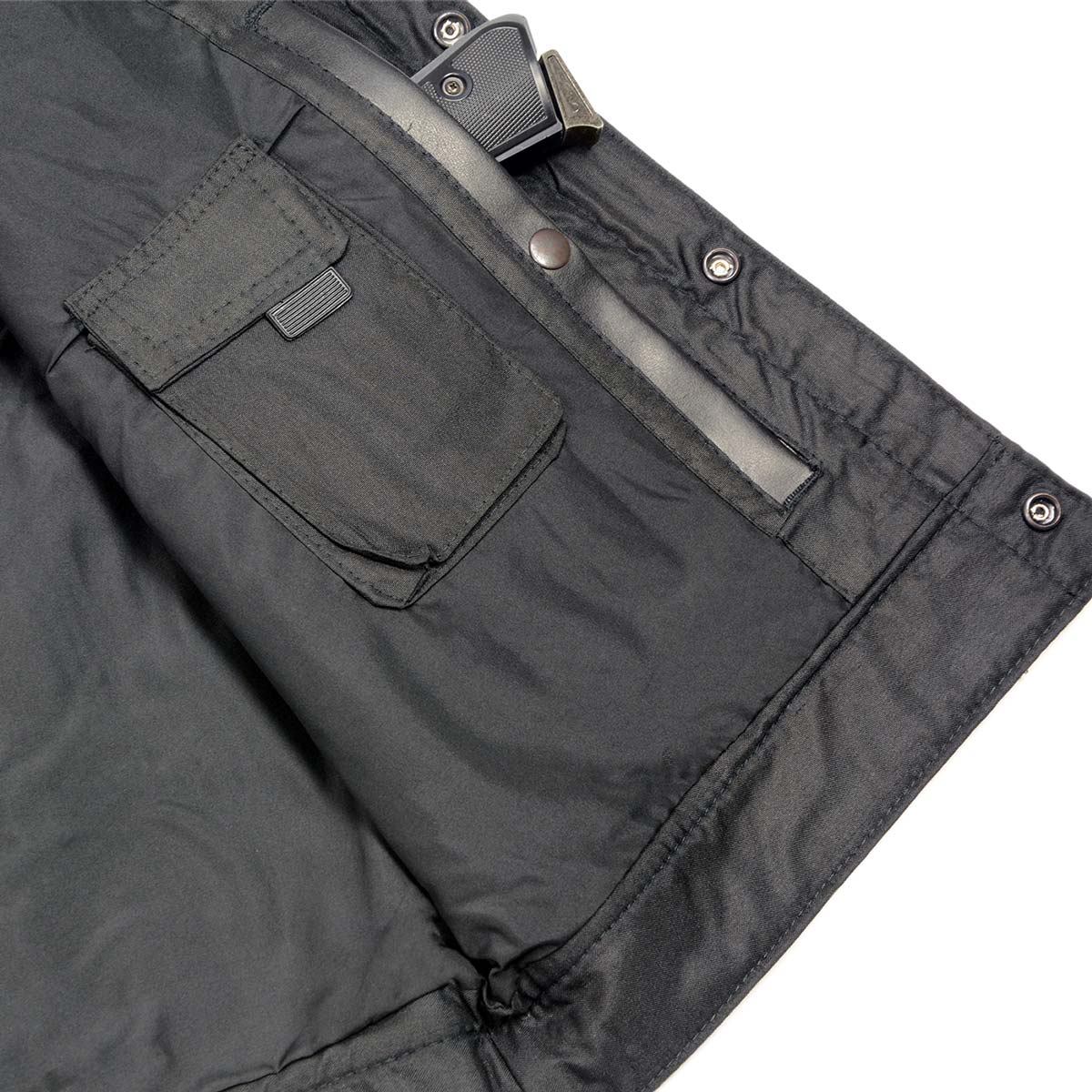 Club Vest CVM3710 Men’s Leather Black Open Neck Vest with Snap and Zip Front Closure — image 5