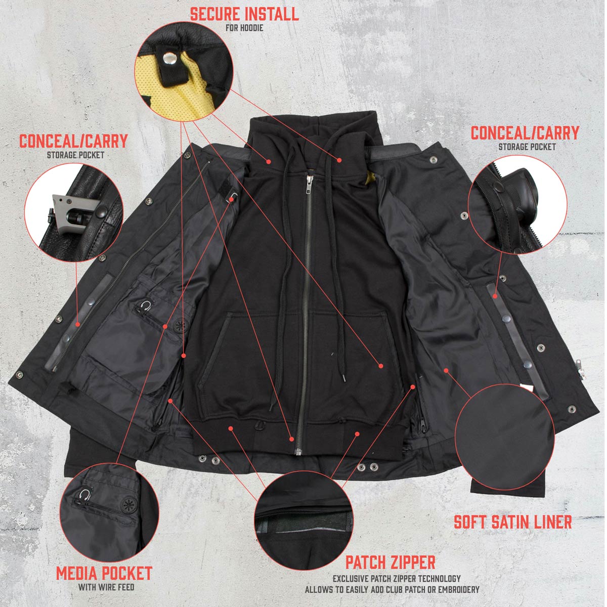 Milwaukee Leather Women's Tara Black Leather Motorcycle Rider 2-in-1 Convertible Hoodie Jacket Vest - LKL4712 - image 6