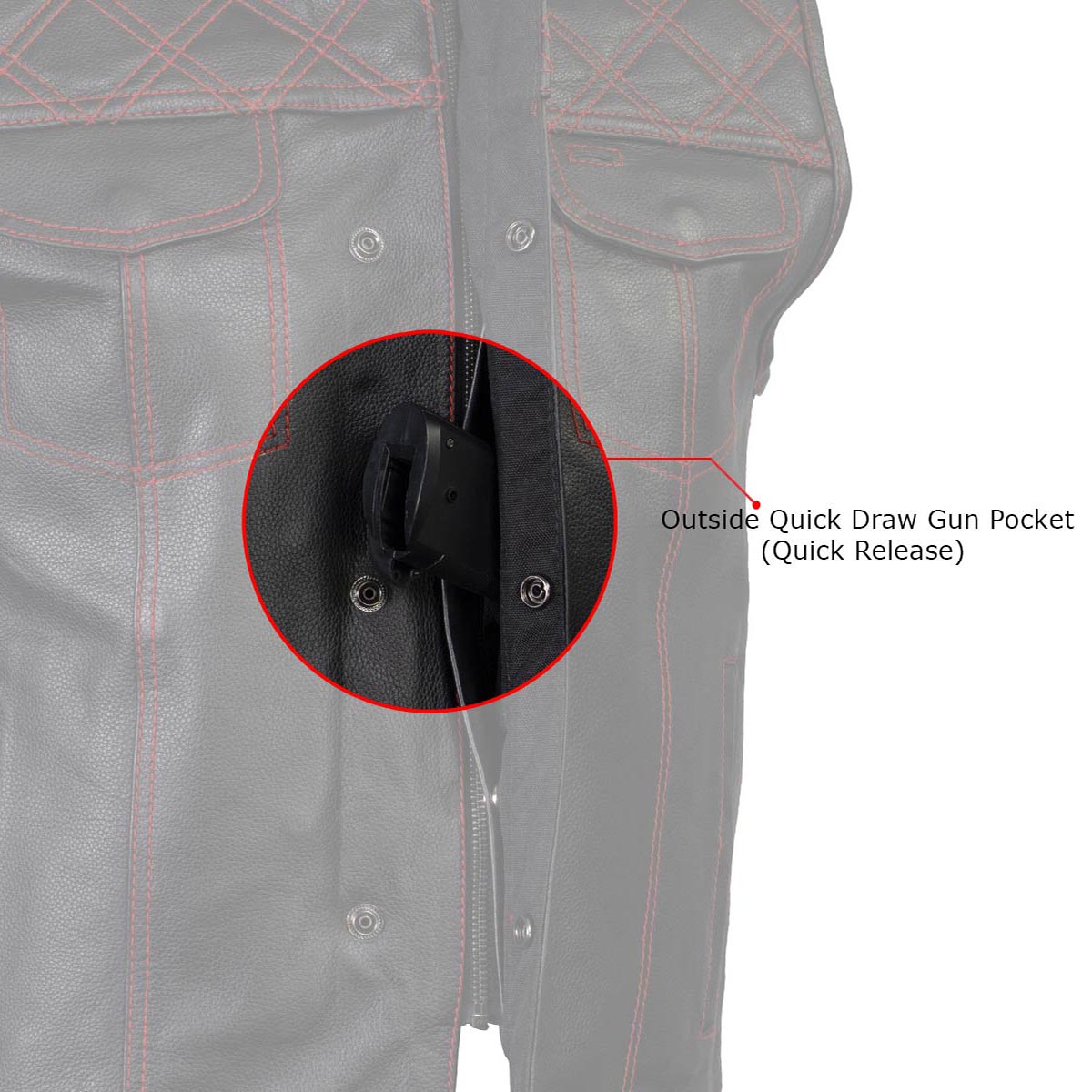 Milwaukee Leather LKM3782 Men's Classic Black Premium Leather Motorcycle Vest with USA Flag Liner — image 5