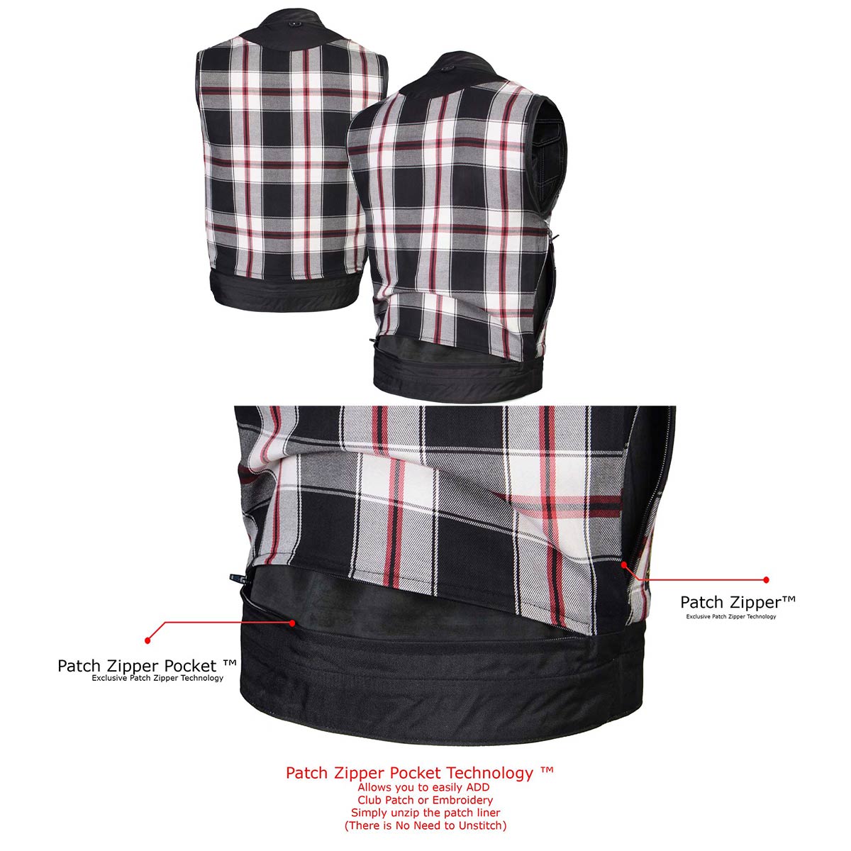 Milwaukee Leather LKM3783 Men's Classic Black Leather Motorcycle Vest with Inside Flannel Liner — image 5