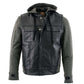 Milwaukee Leather LKM3785 Men's 2 in 1 Classic Black Premium Leather Motorcycle Hoodie Jacket w/ Convertible Vest — image 8