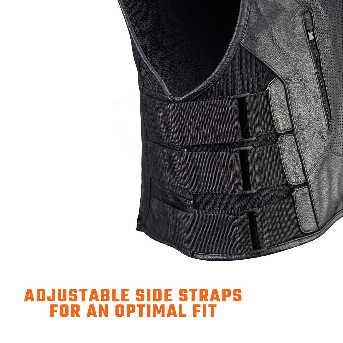 Milwaukee Leather LKM3786 Men's Swat Style Black Leather Motorcycle Riders Vest w/ Adjustable Side Velcro — image 3