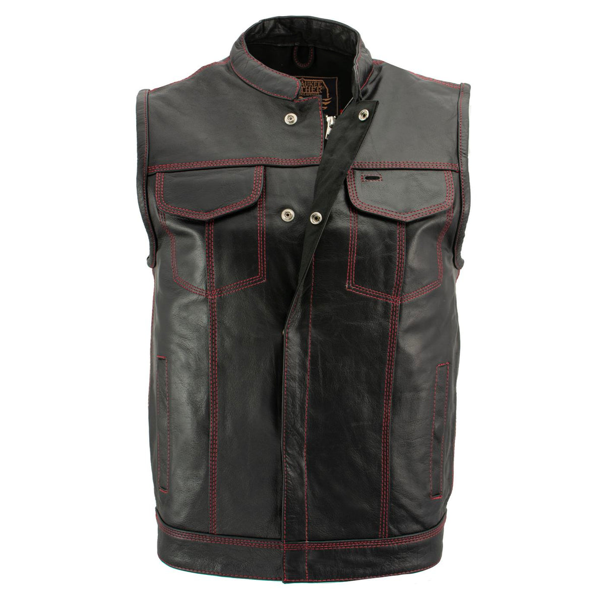 Milwaukee Leather Men's Redline Ledger Club‑Style Motorcycle Premium Leather Vest w/ Red Stitching LKM3788 — image 7