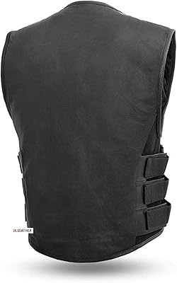 Promo Split SWAT Team–Style Leather Vest with Unique Styling and Hidden Front Zipper