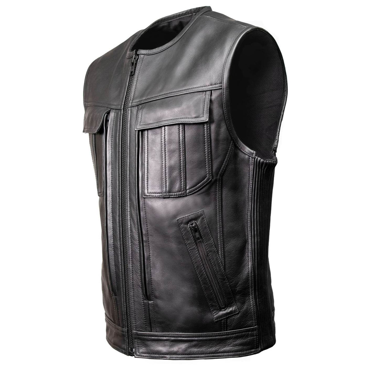 MMCC Men's Quick Draw Black Leather Motorcycle Vest - MMC30001 — image 14