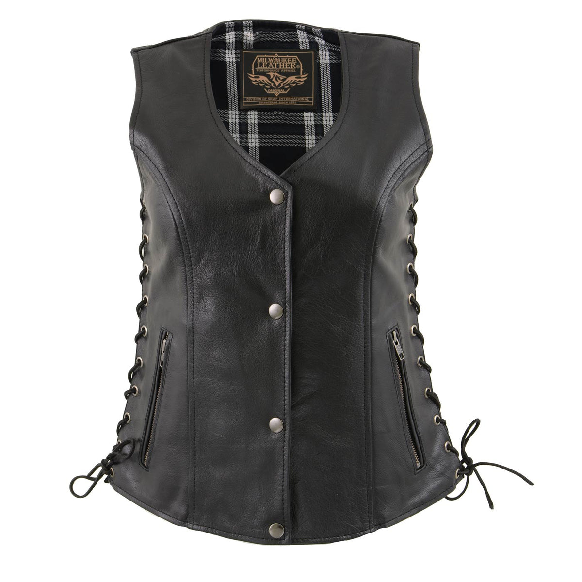 Milwaukee Leather LKL4710 Women's Black Premium Leather Motorcycle Biker Rider Vest w/ Snap Button Closure - image 10