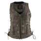 Milwaukee Leather Women's Bella Distressed Brown Leather Motorcycle Vest with Side Laces - LKL4719 - image 13