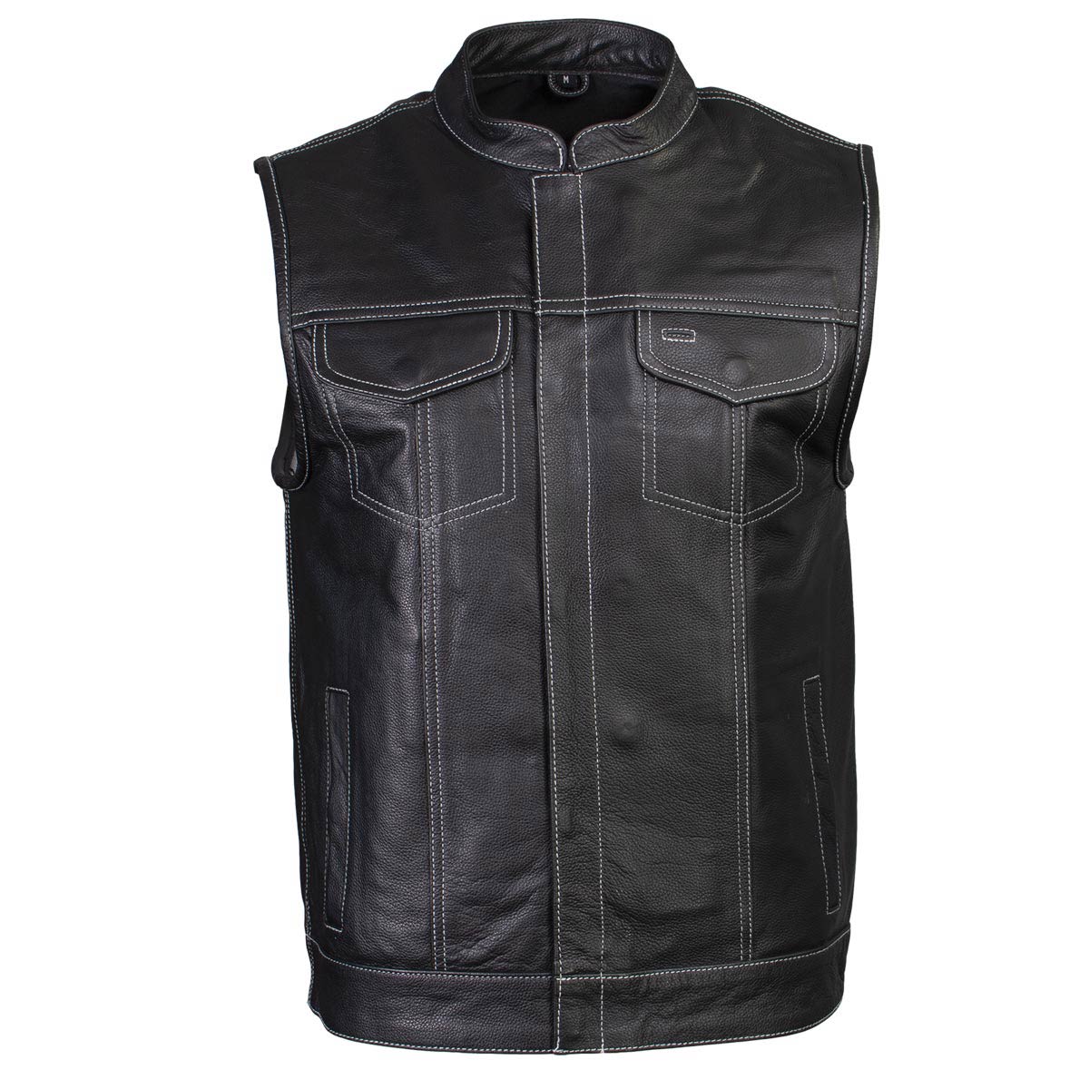 Milwaukee Leather LKM3783 Men's Classic Black Leather Motorcycle Vest with Inside Flannel Liner — image 8