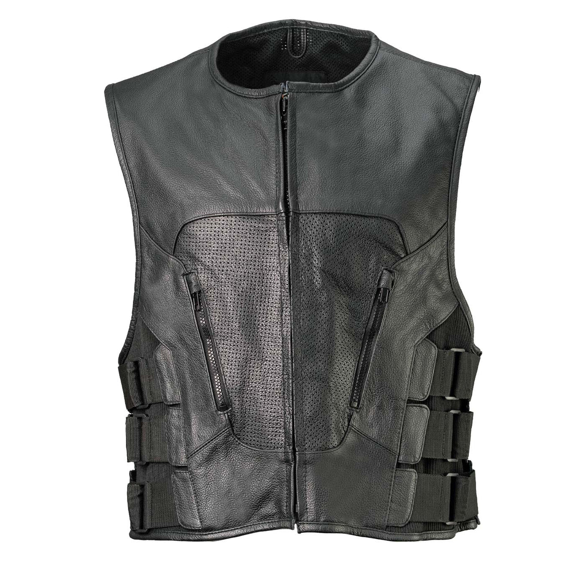 Milwaukee Leather LKM3786 Men's Swat Style Black Leather Motorcycle Riders Vest w/ Adjustable Side Velcro — image 5