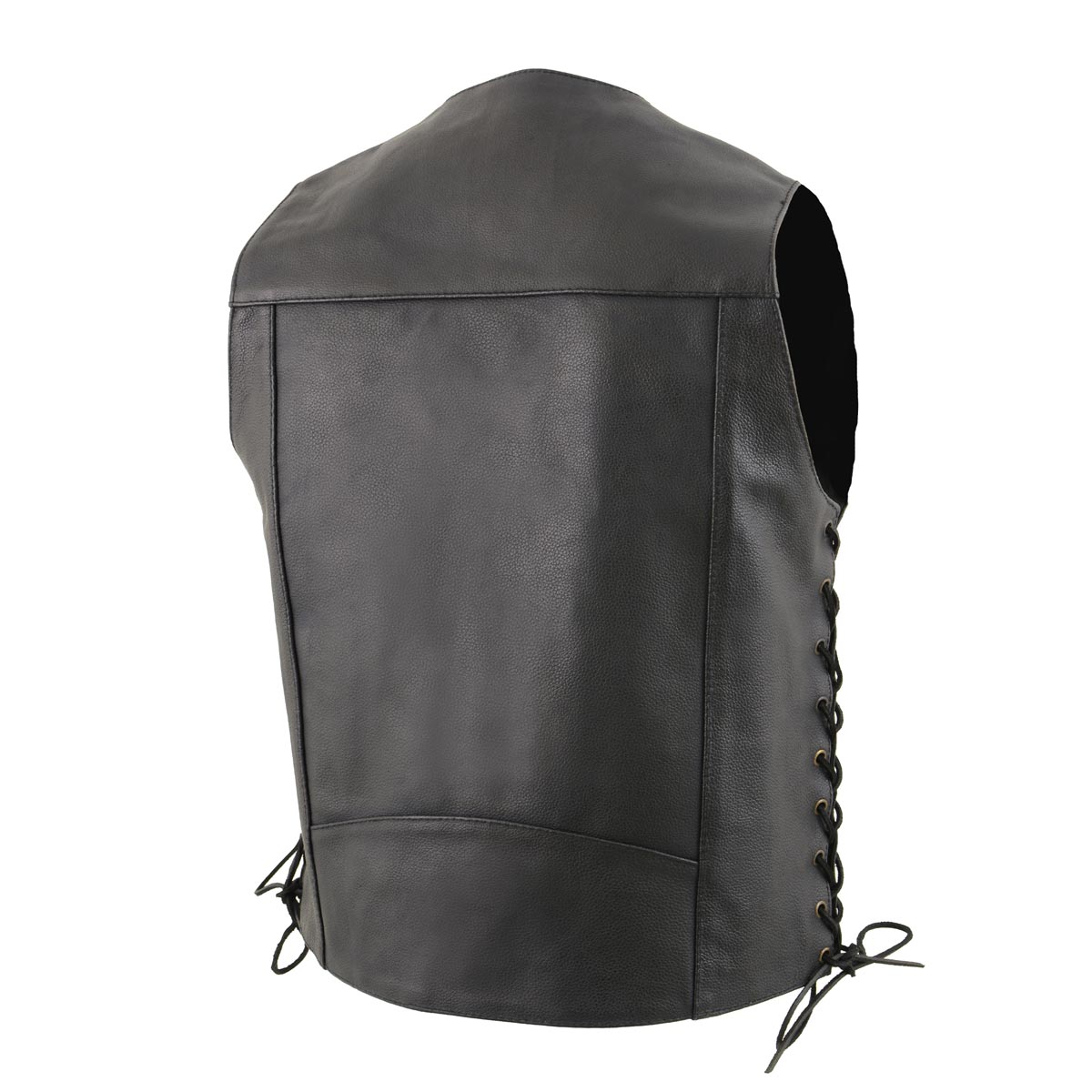 Milwaukee leather LKM3787 Men's Classic Side Laced Black Leather Motorcycle Rider Biker Vest w/ Ten Pockets — image 8