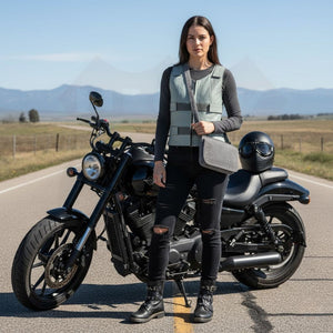 Moto Grey Edition – Women’s Protective Vest & Matching Shoulder Bag