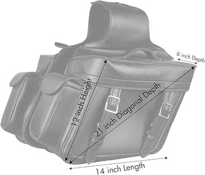 Zip Off PVC Throw Over Saddle Bag w/ Bonus Side Pockets (14X12X6X21)