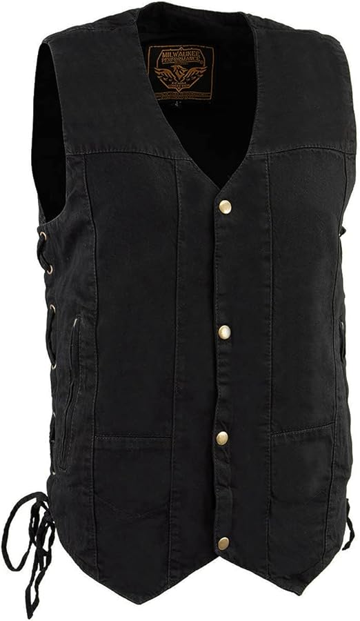 Men's 10 Pocket Side Lace Denim Vest