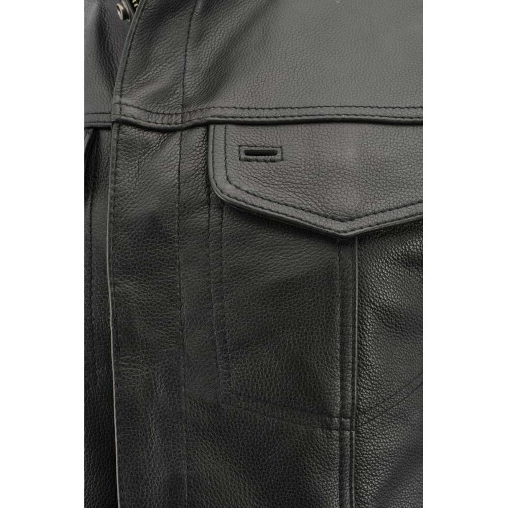 Men’s Premium Cowhide Leather Club Style Motorcycle Biker Riding Vest BZ6410 — image 7