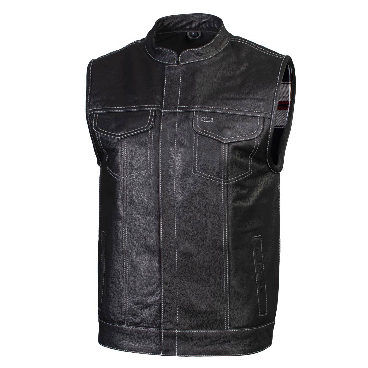 Milwaukee Leather LKM3783 Men's Classic Black Leather Motorcycle Vest with Inside Flannel Liner — image 7
